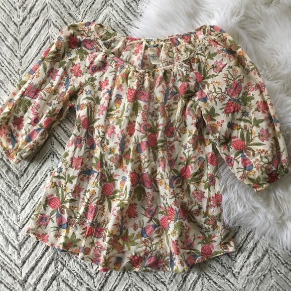 Lucky Brand Pink Floral Boho Peasant Blouse small - Picture 2 of 8